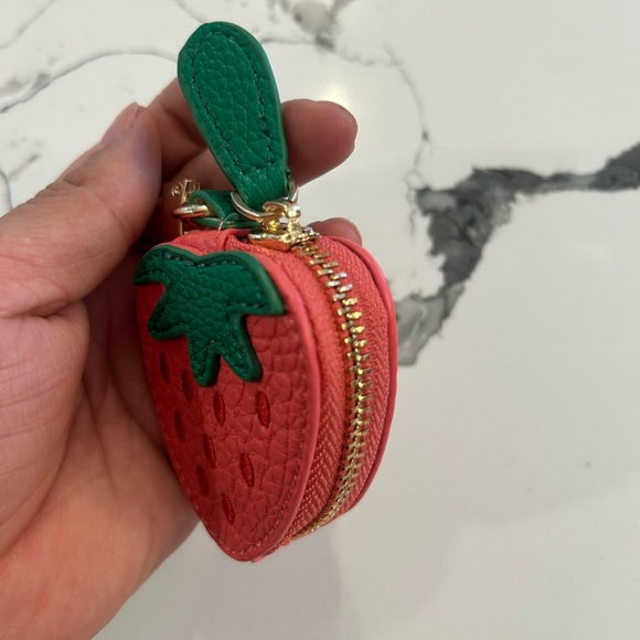 Strawberry Faux Leather Coin Purse/Bag Charm - Picture 2 of 4
